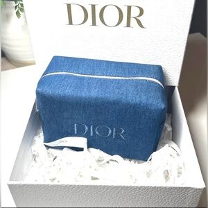 New Dior limited edition Denim Blue zipper Bag + Dior box+ Dior shredded paper